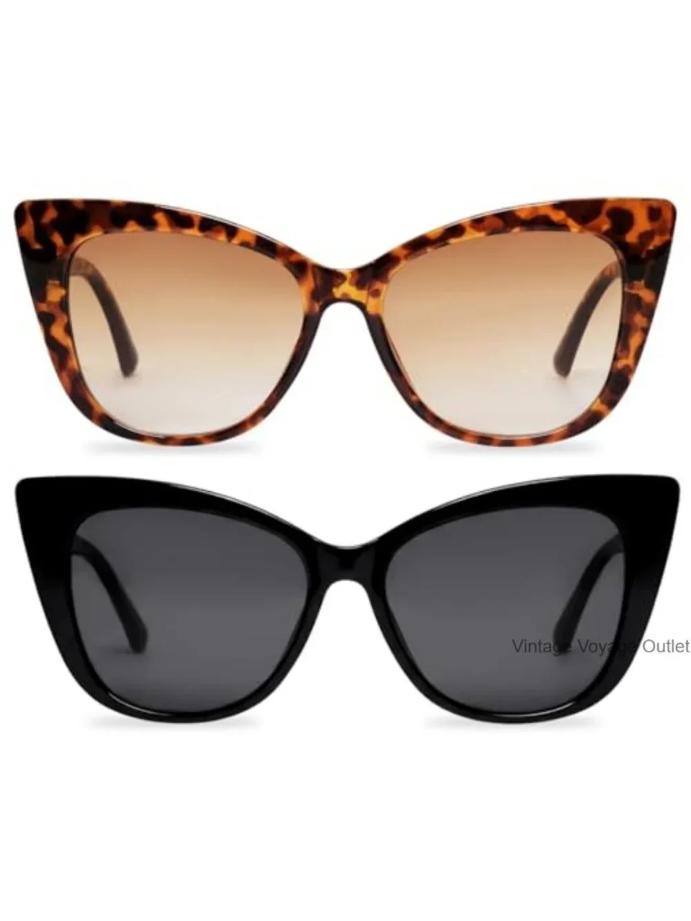 Vintage Cat Eye Sunglasses 2 Pack Retro Square Frame UV Protection